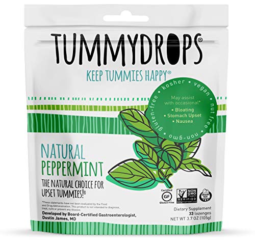 Product Cover Natural Peppermint Tummydrops (Resealable Bag of 33 Individually Wrapped Drops) Certified Oregon Tilth Made with Organic Ingredients, Non-GMO Project, GFCO Gluten-Free, and Kof-K Kosher