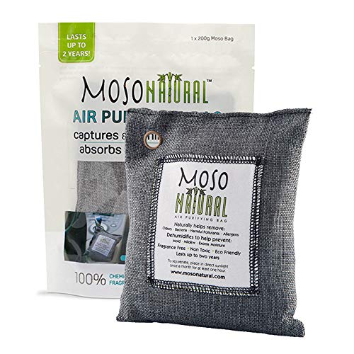 Product Cover MOSO NATURAL Air Purifying Bag. Odor Eliminator, Odor Absorber for Cars and Closets. 200g Charcoal Color