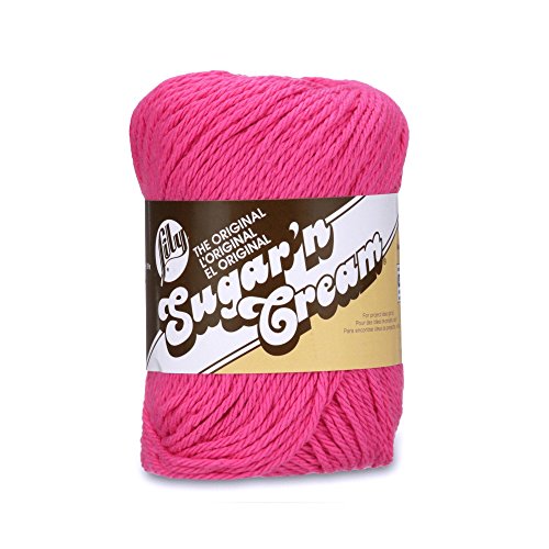 Product Cover Lily Sugar 'N Cream  The Original Solid Yarn - (4) Medium Gauge 100% Cotton - 2.5 oz -  Hot Pink  -  Machine Wash & Dry