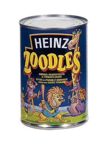 Product Cover Heinz Zoodles Animal Shaped Pasta with Tomato Sauce 398ML/13.4oz Can, (Imported from Canada)