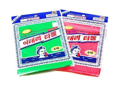 Product Cover 8 pcs Asian Exfoliating Bath Washcloth - Red & Green