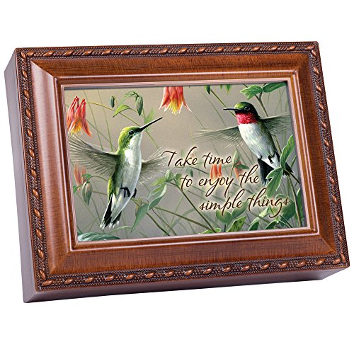 Product Cover Cottage Garden Take Time to Enjoy The Simple Woodgrain Rope Trim Jewelry Music Box Plays Wind Beneath My Wings