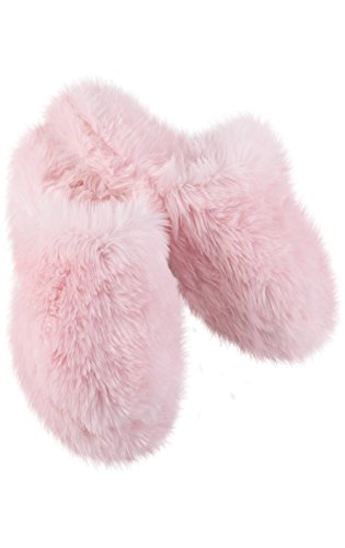 Product Cover PajamaGram Fuzzy Slippers for Women - Washable Slip-Ons, Pink Slippers, 7/8