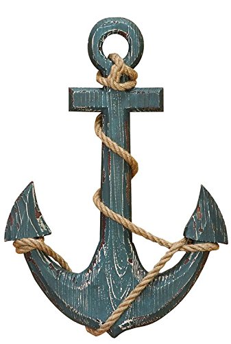 Product Cover Benzara 91620 Wood Anchor with Rope Nautical Decor, 18