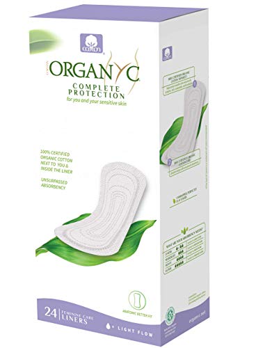 Product Cover Organyc 100% Organic Cotton Panty Liners for Sensitive Skin, Light Plus, Flat Packed, 24 Count