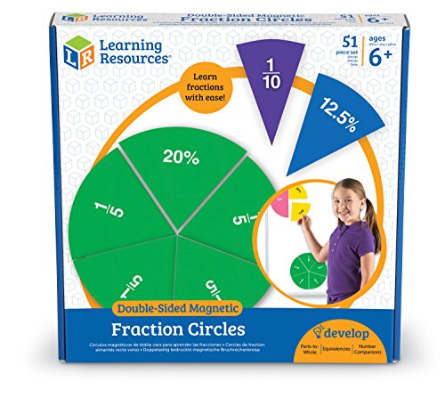 Product Cover Learning Resources Double-Sided Magnetic Demonstration Rainbow Fraction Circles, Teacher aids, 51 Piece, Ages 6+