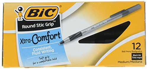 Product Cover BIC Products - BIC - Ultra Round Stic Grip Ballpoint Stick Pen, Black Ink, Medium, Dozen - Sold As 1 Dozen - Feather-light, ultra-smooth ballpoint pen. - Features BIC's exclusive ink system technology, Easy Glide Feel the Smoothness.TM - C