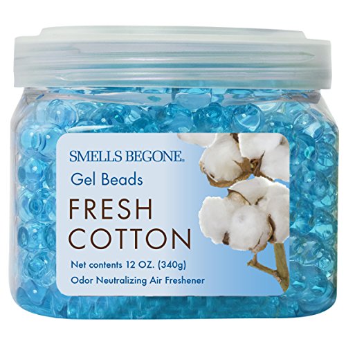 Product Cover Smells Begone Odor Eliminator Gel Beads - Air Freshener - Eliminates Odor in Bathrooms, Cars, Boats, RVs and Pet Areas - Made with Natural Essential Oils - Fresh Cotton Scent (12 OZ)
