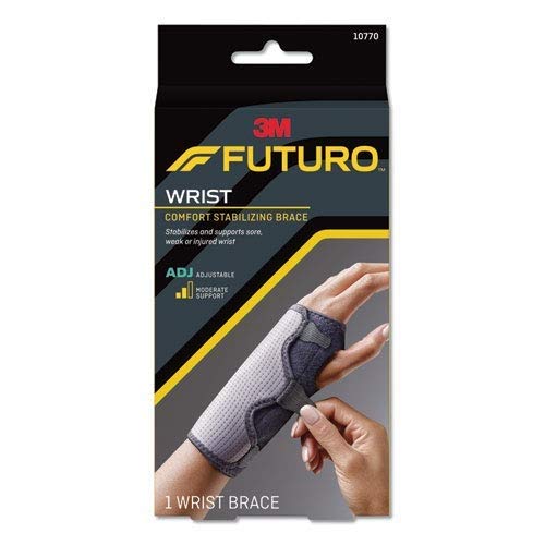 Product Cover Futuro Reversible Splint Wrist Brace, Moderate Stabilizing Support, Adjust to Fit, Black and Gray