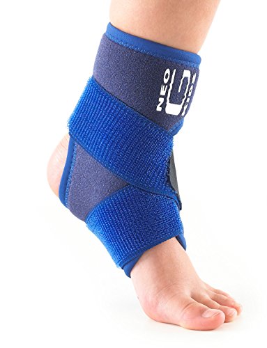Product Cover Neo G Ankle Brace for Kids - Support for Juvenile Arthritis Relief, Joint Pain, Ankle Injuries, Gymnastics, Basketball, Volleyball - Adjustable Compression - Class 1 Medical Device - 1 Size - Blue