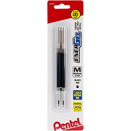 Product Cover Pentel Refill Ink For EnerGel and Lancelot Gel Pen, (0.7mm), Metal Tip, Black Ink, 2 Pack (LR7BP2A)