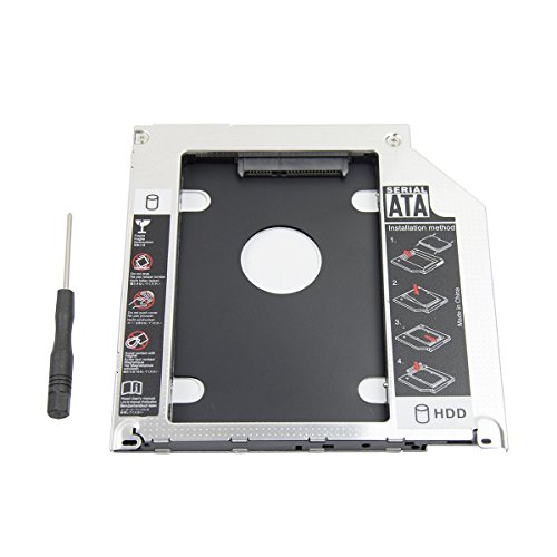 Product Cover 2nd 2.5'' SATA HDD SSD Hard Drive Disk DVD CD ROM Optical SuperDrive Caddy Tray Adapter for Apple Unibody MacBook/MacBook Pro 13 15 17 Early mid Late 2008 2009 2010 2011 2012.etc
