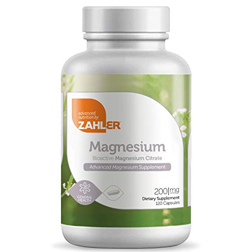 Product Cover Zahler Magnesium Citrate, All Natural Supplement with Maximum Absorption, Helps Maintain Normal Muscle and Nerve Function, Certified Kosher, 200mg, 120 Capsules