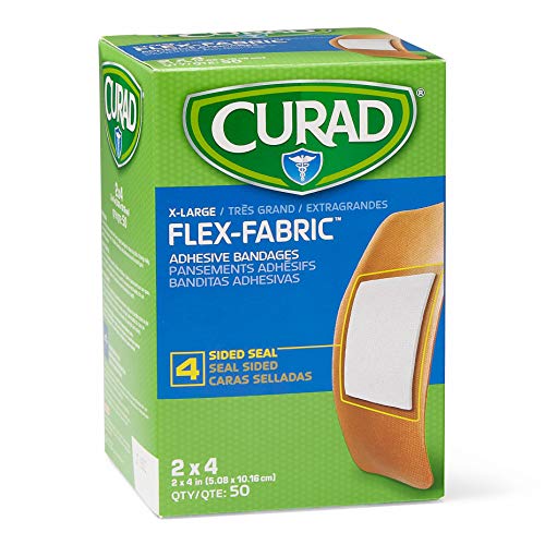 Product Cover Curad Flex-Fabric Adhesive Bandages with Stretch to Conform to Wounds, 2 x 4 Inches, (50 Count)