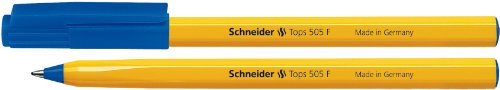 Product Cover Schneider Tops 505 Ballpoint Pen with Clip Cap and Stainless-Steel F Tip Blue Pack of 50