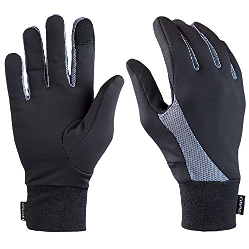 Product Cover TrailHeads Running Gloves | Lightweight Gloves with Touchscreen Fingers - Black/Grey (Large)