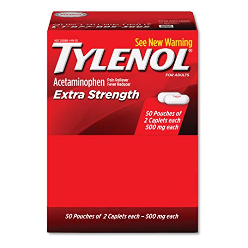 Product Cover Tylenol Extra Strength Caplet Refills, 2 Caplets Per Packet, 50-Pack Box