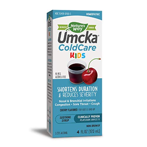 Product Cover Nature's Way Umcka ColdCare Kids Cherry Syrup, For Cough | Congestion | Sore Throat, Clinically Proven, 4 FL Ounce (Packaging May Vary)