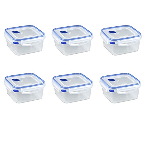 Product Cover Sterilite 03324706 Ultra-Seal 5.7 Cup Food Storage Container, See-Through Lid & Base with Blue Accents, 6-Pack