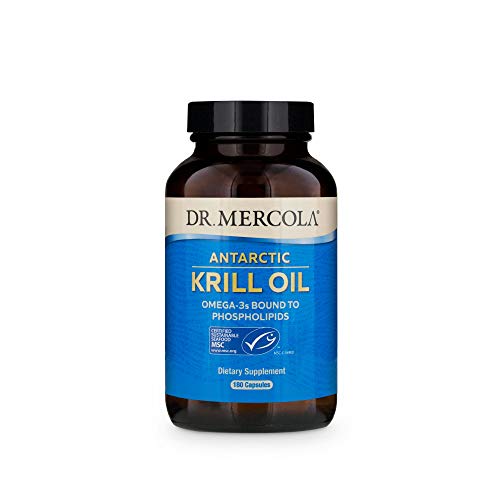 Product Cover Dr. Mercola, Antarctic Krill Oil, 90 Servings (180 Capsules), Support a Healthy Heart, Overall Joint Comfort and Immune Function, MSC Certified, Non GMO, Soy-Free, Gluten Free