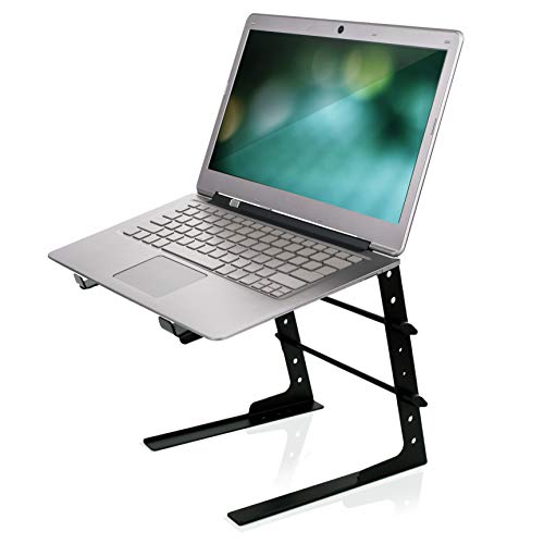 Product Cover Pyle Portable Adjustable Laptop Stand - 6.3 to 10.9 Inch Anti-Slip Standing Table Monitor or Computer Desk Workstation Riser with Level Height Alignment for DJ, PC, Gaming, Home or Office - PLPTS25