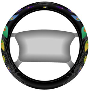 Product Cover Peacock Steering Wheel Cover - Black