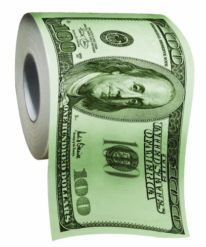 Product Cover BigMouth Inc 100 Dollar Money Funny Toilet Paper, Novelty Printed Toilet Tissue, 1 Roll