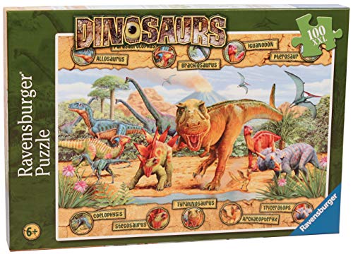 Product Cover Ravensburger Dinosaurs - 100 Piece Jigsaw Puzzle for Kids - Every Piece is Unique, Pieces Fit Together Perfectly