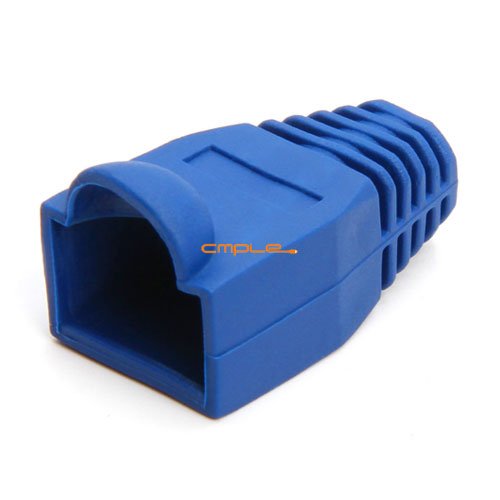 Product Cover Cmple RJ-45 Strain Relief Boots for CAT5/5E/6 Ethernet LAN Cable Connector Cover Color Blue (Pack of 50)