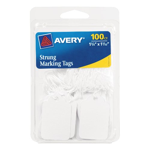 Product Cover Avery White Strung Marking Tags, 1.75 x 1.09 Inches, Pack of 100 (6732)