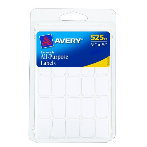 Product Cover Avery Removable Labels, Rectangular, 0.5 x 0.75 Inches, White, Pack of 525 (6737)