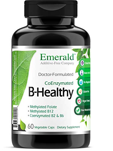 Product Cover B Healthy - with L-5 Methyltetrahydrofolate (5-MTHF) Coenzymated Folic Acid - Helps Improve Energy, Lower Stress, Fatigue, & Healthy Immune System - Emerald Labs - 60 Vegetable Capsules