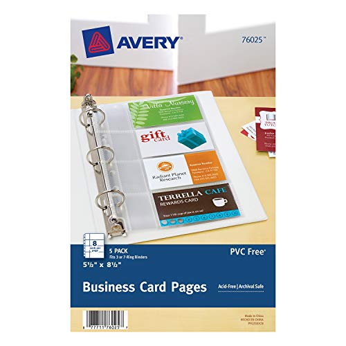 Product Cover Avery Mini Business Card Pages, Clear, 5.5 x 8.5 inches, Pack of 5 (76025)
