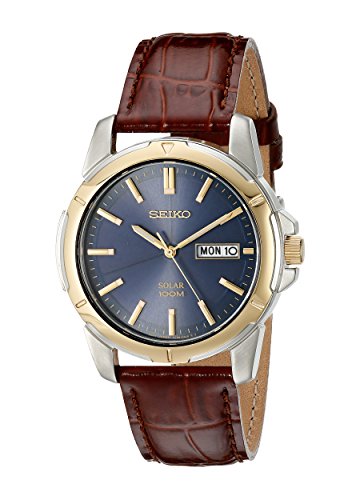 Product Cover Seiko Men's SNE102 Stainless Steel Solar Watch with Brown Leather Strap