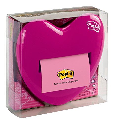Product Cover Post-it Pop-up Notes Dispenser for 3 x 3-Inch Notes, Pink, Heart Shape