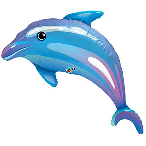 Product Cover Qualatex Delightful Dolphin Microfoil Balloon, 42-Inches, Blue, 1-Unit