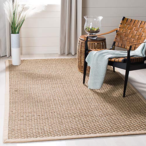 Product Cover Safavieh Natural Fiber Collection NF114A Basketweave Natural and Beige Summer Seagrass Area Rug (2'6