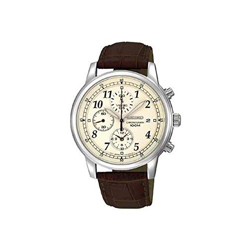 Product Cover Seiko Men's SNDC31 Classic Stainless Steel Chronograph Watch with Brown Leather Band