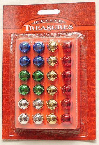 Product Cover 24ct Petite Treasures Shiny Multi-Color Mini Glass Ball Christmas Ornaments .6