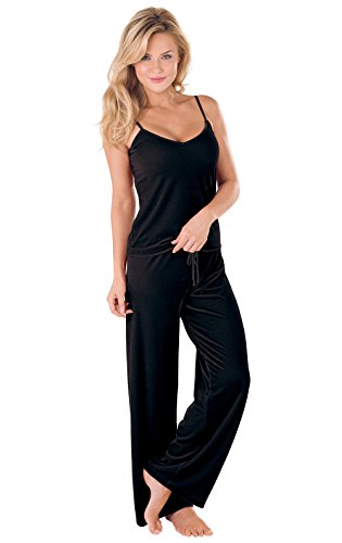 Product Cover PajamaGram Women's Velour Cami Pajama with Tank and Pants, Black, XSM (2-4)