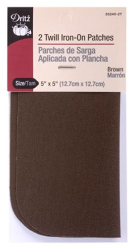 Product Cover Dritz 55240-2T Patches, Iron-On, Twill, Brown, 5 x 5-Inch (2-Count)