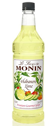 Product Cover Monin Flavored Syrup, Habanero Lime, 33.8-Ounce Plastic Bottle (1 Liter)