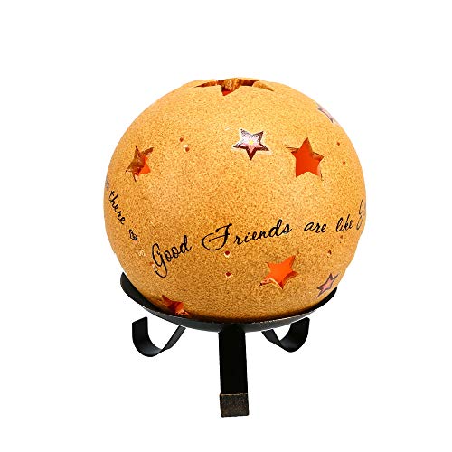 Product Cover Pavilion Gift Company Comfort Candles 5-Inch Diameter Candle Holder Pierced with Stars, Good Friends