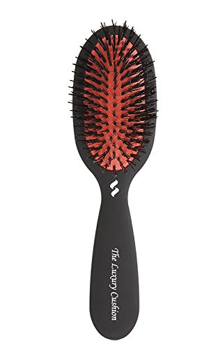 Product Cover Spornette Small Luxury Cushion Boar and Nylon Bristle Oval Brush (#LX-3) with a Soft Satin No-Slip Handle Best Used for Styling, Smoothing and Straightening All Hair Types, Wigs and Extensions