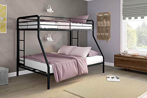 Product Cover DHP Twin-Over-Full Bunk Bed with Metal Frame and Ladder, Space-Saving Design, Black
