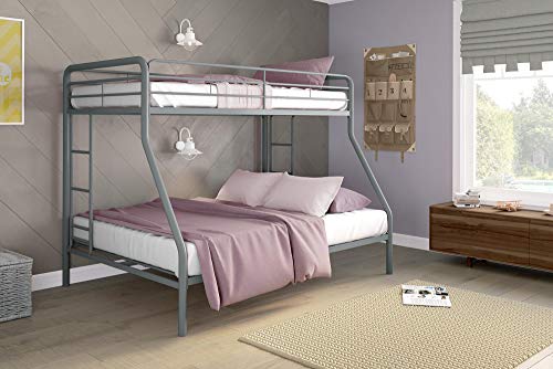 Product Cover DHP Twin-Over-Full Bunk Bed with Metal Frame and Ladder, Space-Saving Design, Silver