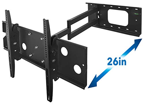 Product Cover Mount-It! Long Arm TV Wall Mount With 26 Inch Extension, Swing Out Full Motion Design for Corner Installation, Fits 40 50, 55, 60, 65, 70 Inch Flat Screen TVs, 220 Pound Capacity