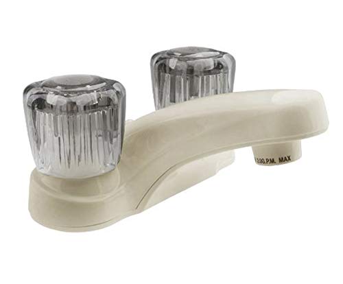 Product Cover Dura Faucet DF-PL700S-BQ RV Bathroom Faucet with Smoked Acrylic Knobs (Bisque Parchment)
