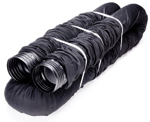 Product Cover Flex-Drain 52003 Flexible/Expandable Landscaping Drain Pipe, Perforated with Filter Sock, 4-Inch by 50-Feet