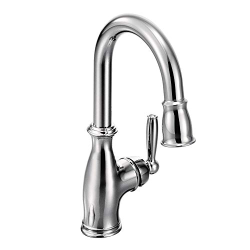 Product Cover Moen 5985 Brantford One-Handle High-Arc Pulldown Bar Faucet with Reflex and Power Clean, Chrome